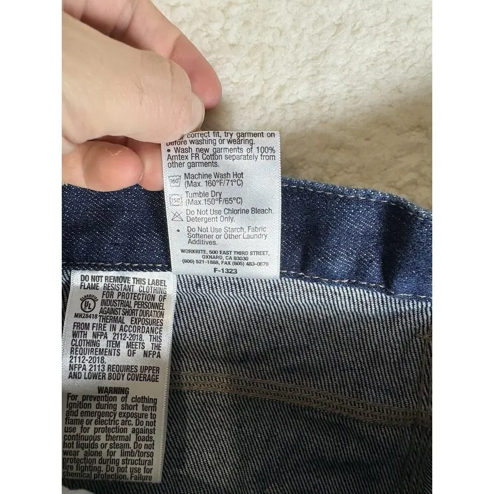 Dickies FR Jeans Mens 36x28 Blue Denim Flame Resistant Workwear 2112 Cat 2